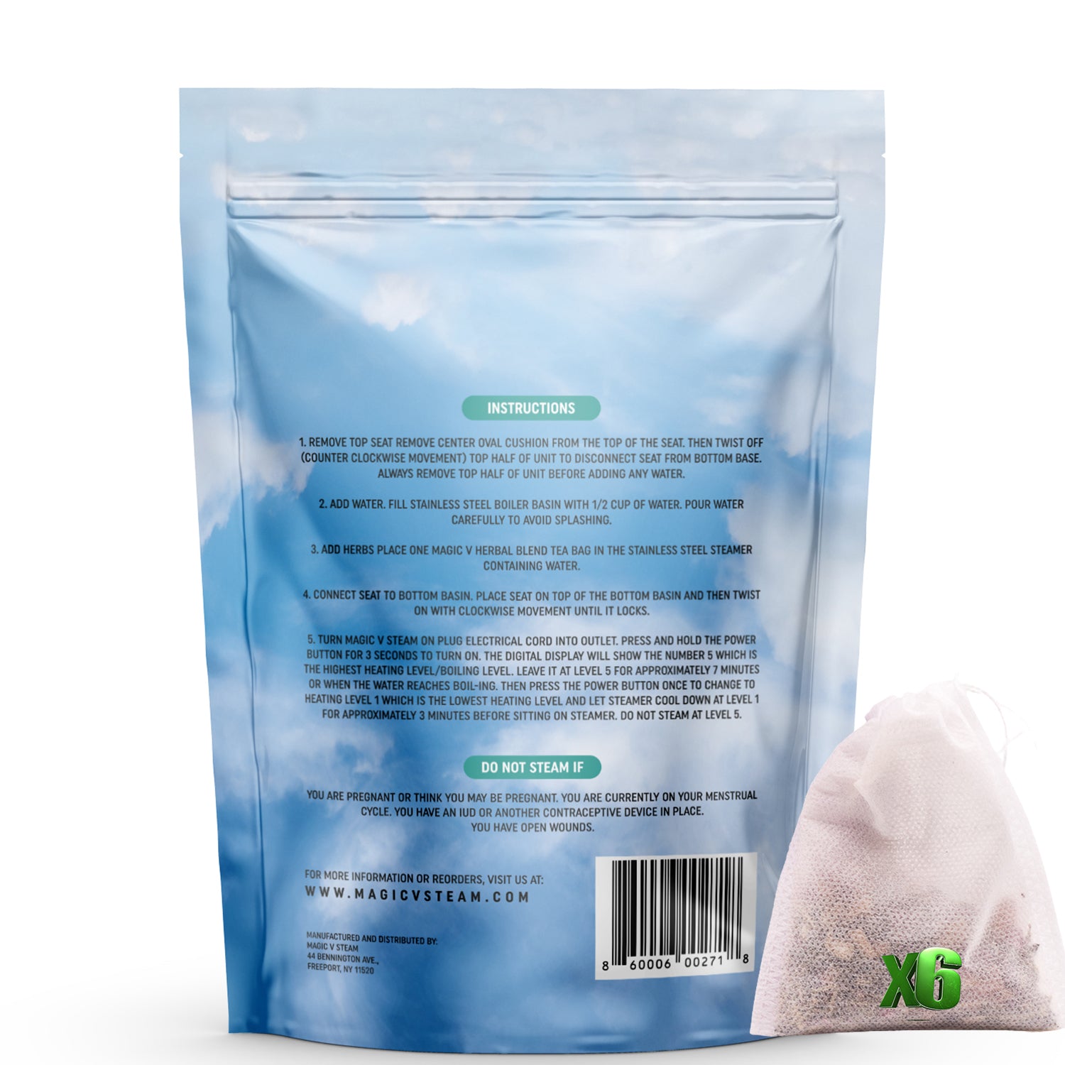 Magic V Steam Serenity Herbs Blend 2.5 Oz Yoni Herbs Made In USA Natural Whole V Steam Herbs Comes with 6 Ready to Steam Herbal Bags Easier Clean Up